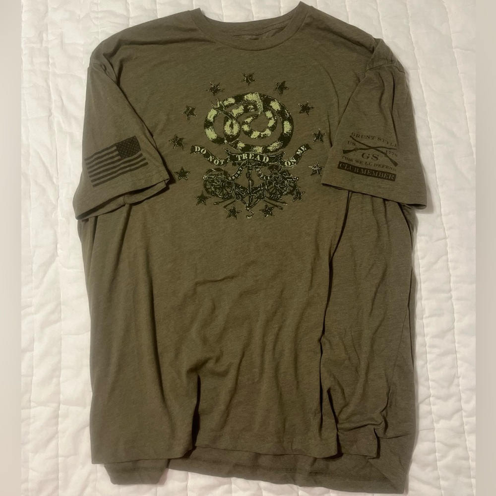 Grunt Style *Club* TShirt, “Do Not Tread on Me” (4XL, Heather Green)